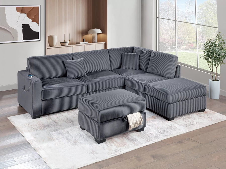 The Norwood Dark Gray Sectional – 3 Piece