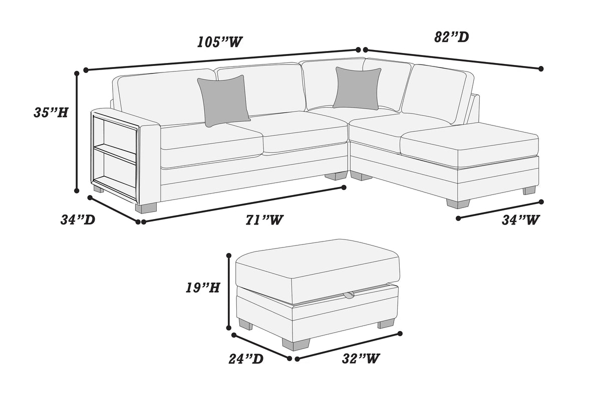 The Grayson Gray Sectional – 3 Piece - view 5