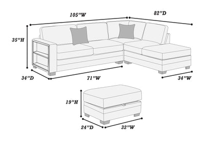 The Grayson Gray Sectional – 3 Piece - view 5