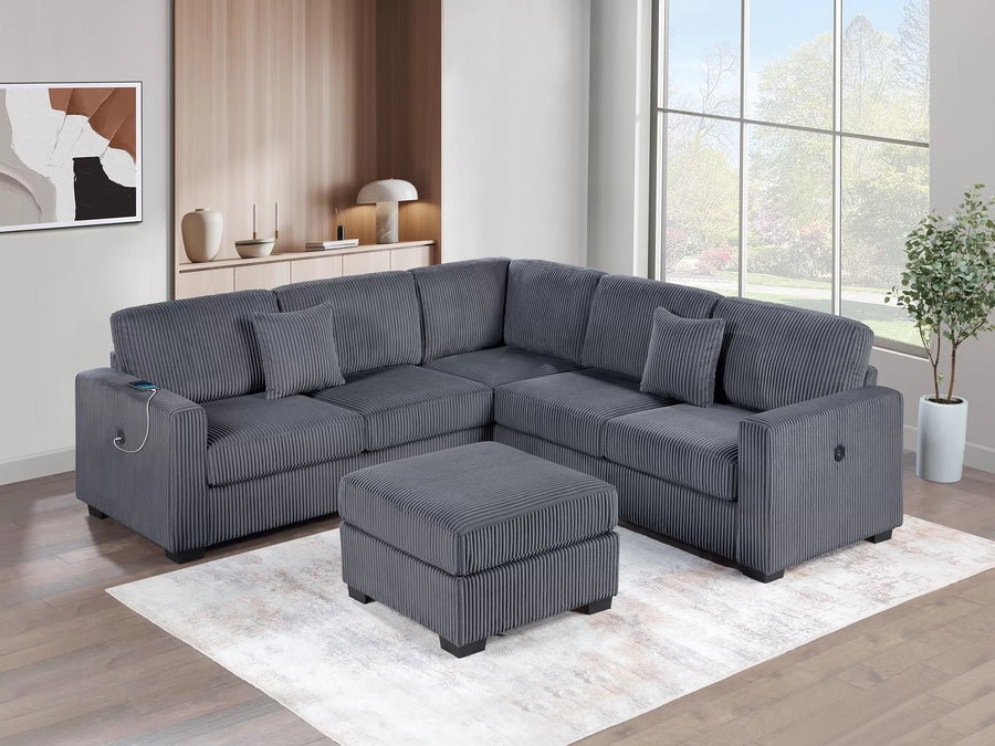 Seccional Waverly Oscuro Gris – 4 Piezas