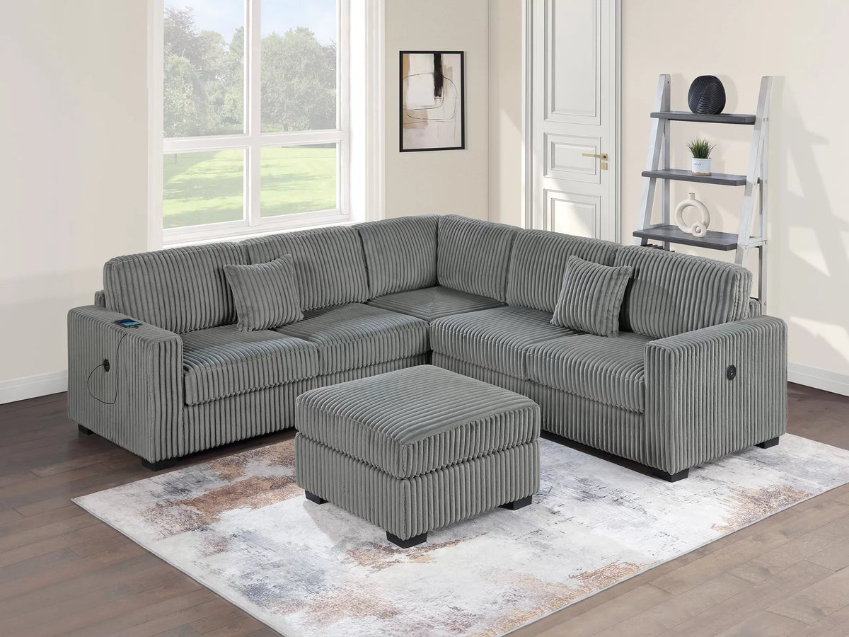 The Rosemont Smoke Sectional – 4 Piece