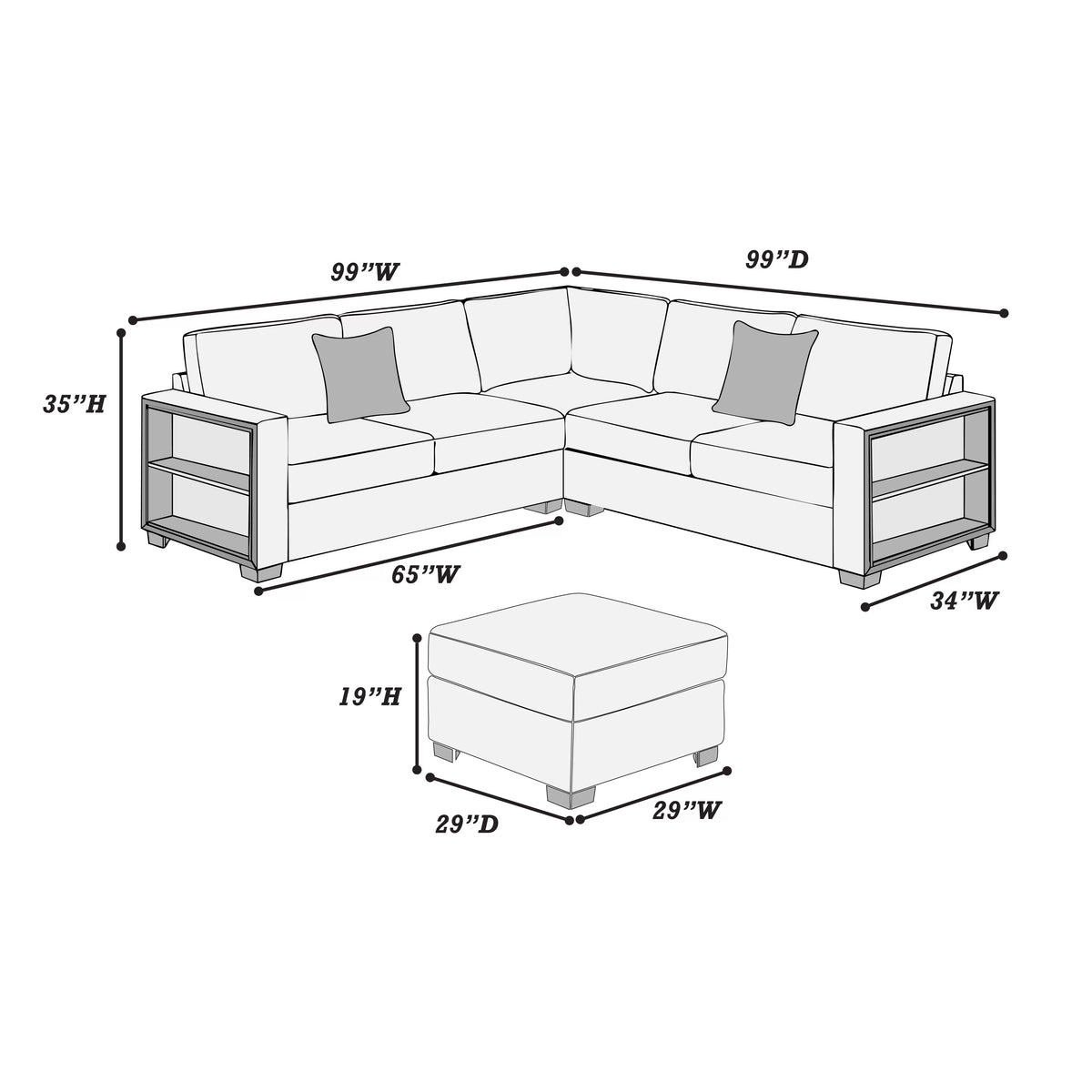 The Oakley Gray Sectional – 4 Piece - view 4