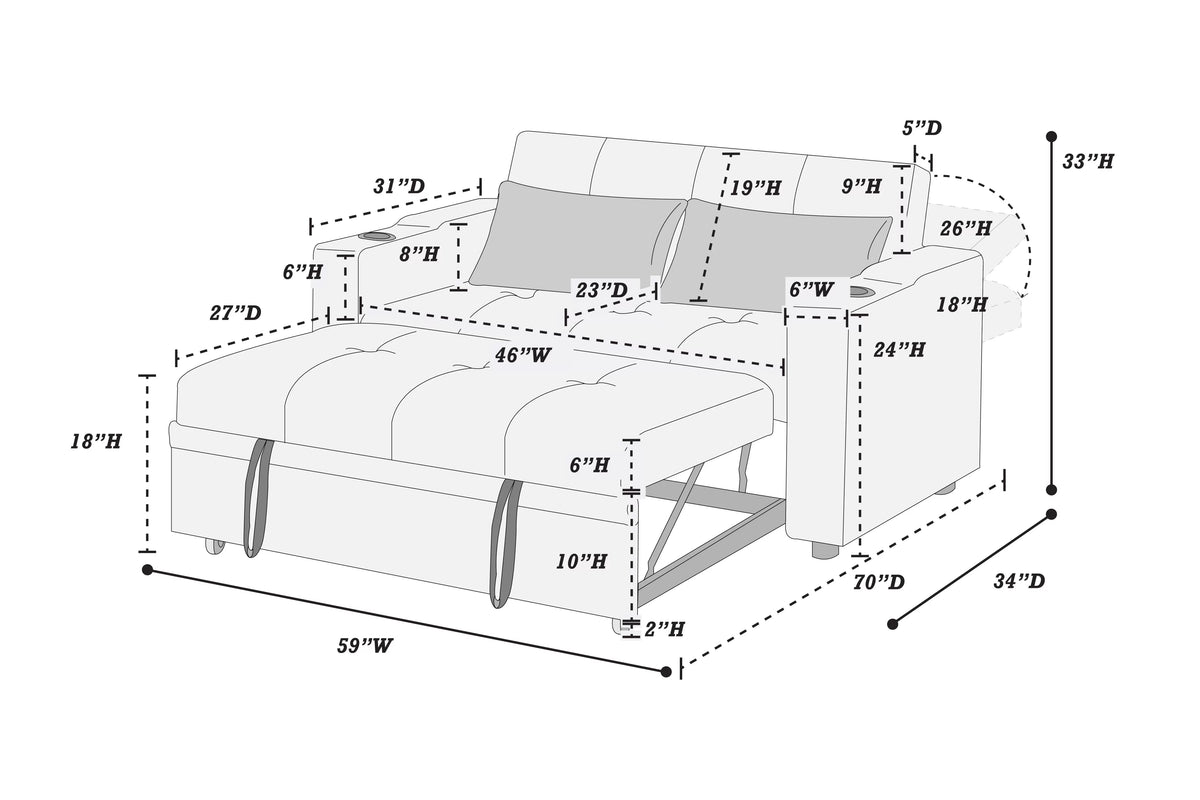 The Drayton Charcoal Convertible Sofa - view 12