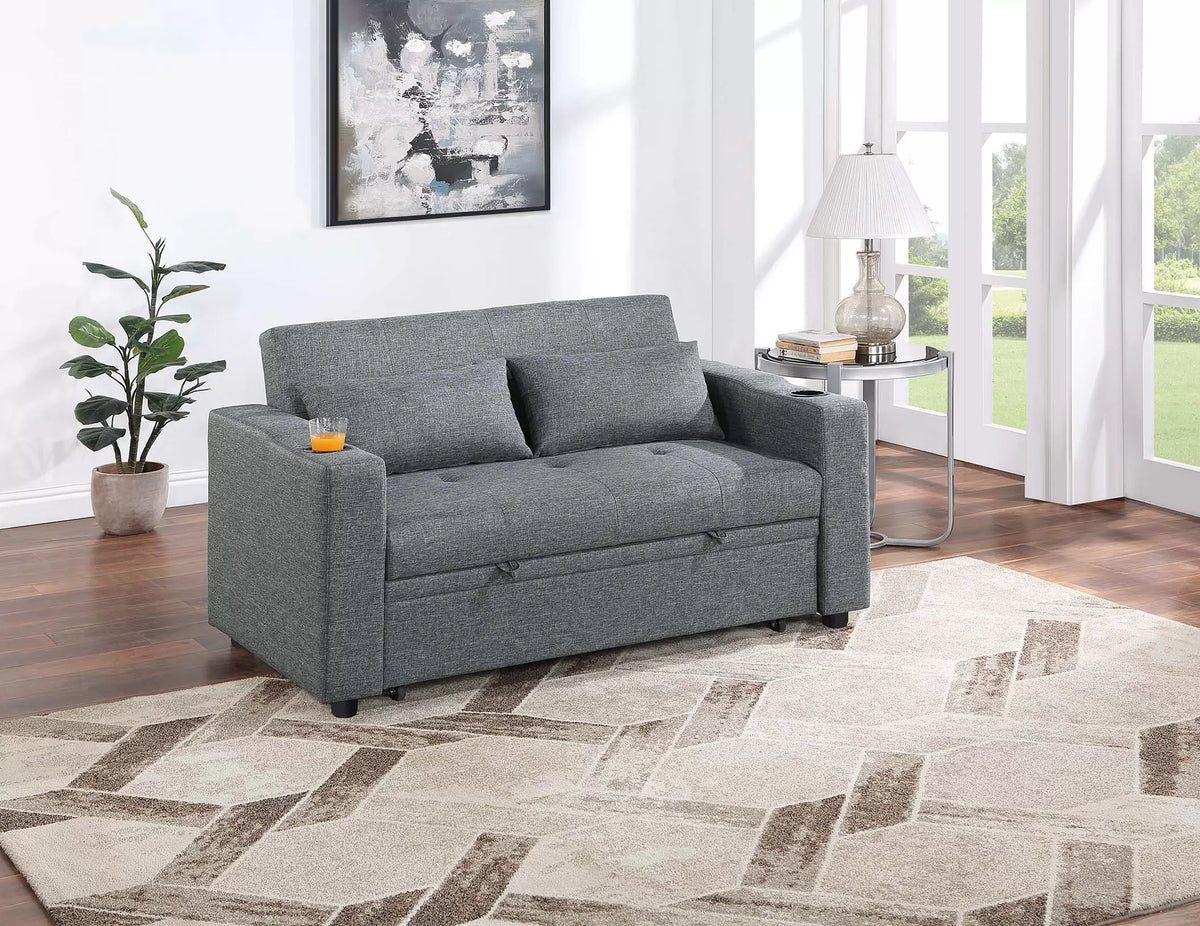 The Drayton Black Gray Convertible Sofa