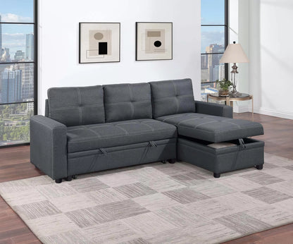 The Kestrel Charcoal Convertible Sectional with Pull-Out Bed – 2 Piece