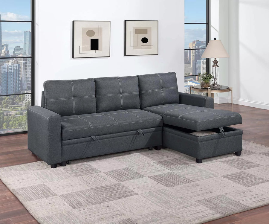 Seccional Kestrel Carbón Convertible Extraíble con Cama – 2 Piezas
