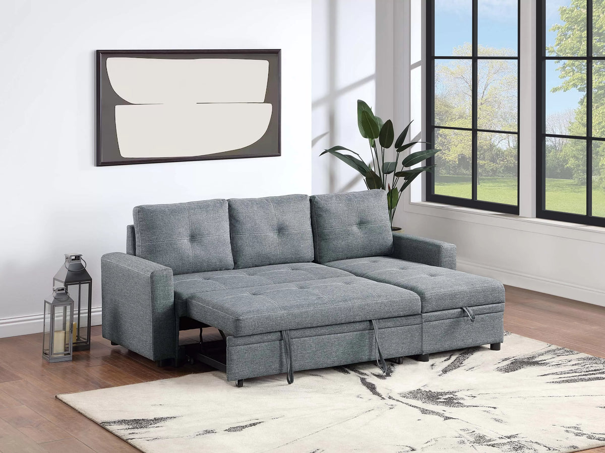 The Kestrel Black Gray Convertible Sectional with Pull-Out Bed – 2 Piece - view 2