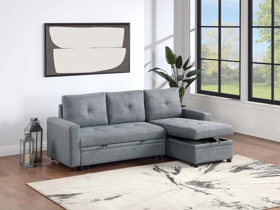 Seccional Kestrel Negro Gris Convertible Extraíble con Cama – 2 Piezas