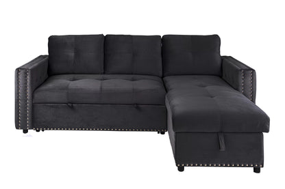 The Larkin Black Convertible Sectional with Pull-Out Bed – 2 Piece - view 3