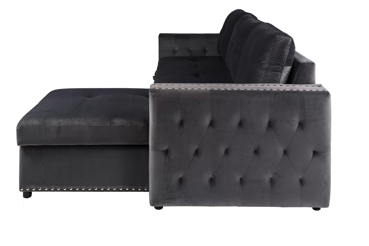The Larkin Black Convertible Sectional with Pull-Out Bed – 2 Piece - view 4