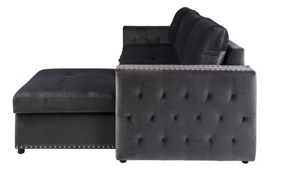 The Larkin Black Convertible Sectional with Pull-Out Bed – 2 Piece - view 4