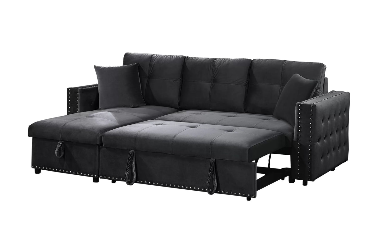 The Larkin Black Convertible Sectional with Pull-Out Bed – 2 Piece - view 6