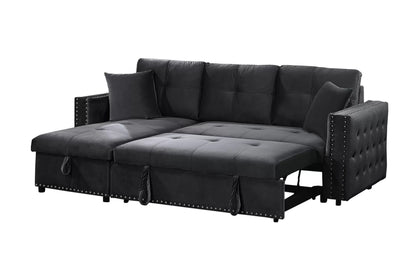 The Larkin Black Convertible Sectional with Pull-Out Bed – 2 Piece - view 6