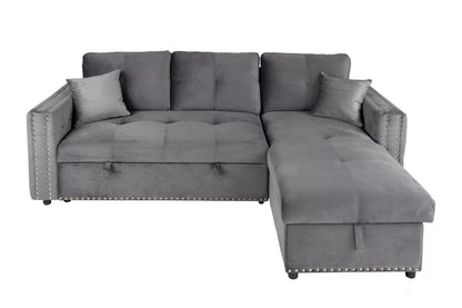 The Larkin Gray Convertible Sectional with Pull-Out Bed – 2 Piece - view 3