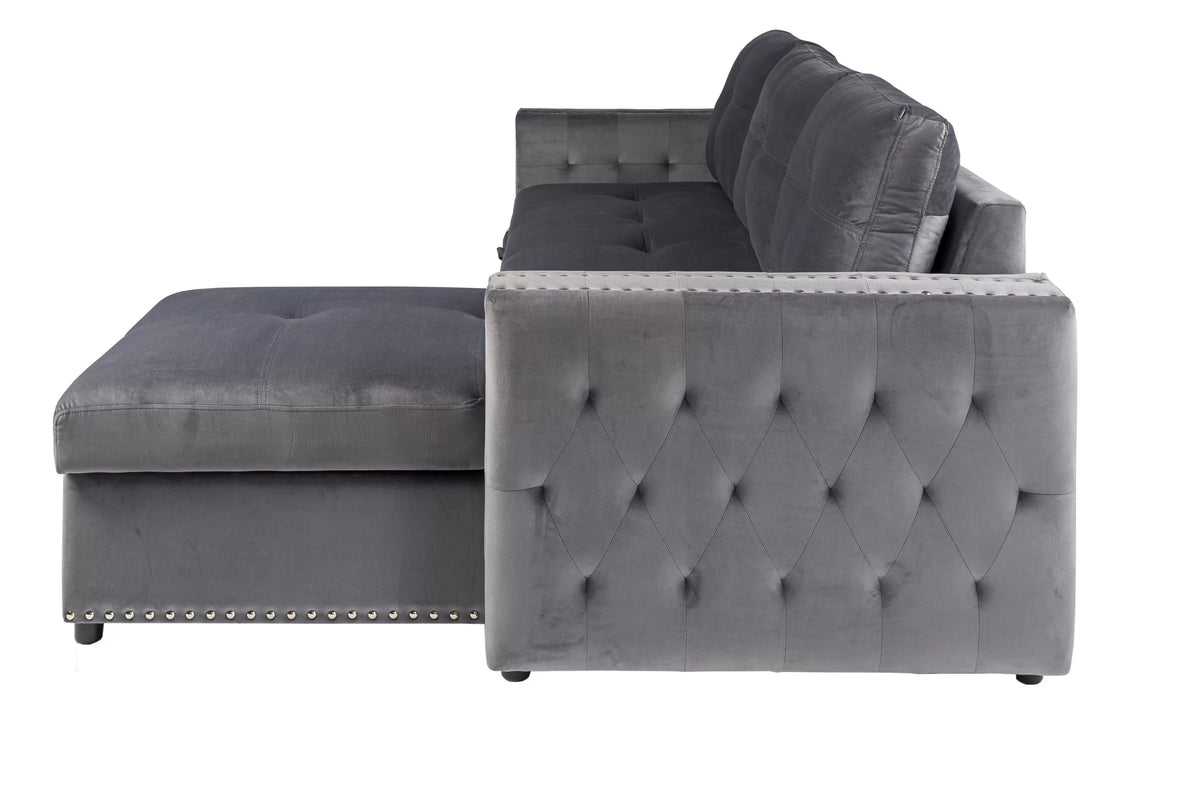 The Larkin Gray Convertible Sectional with Pull-Out Bed – 2 Piece - view 4