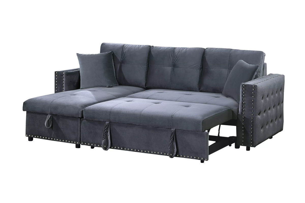 The Larkin Gray Convertible Sectional with Pull-Out Bed – 2 Piece - view 7
