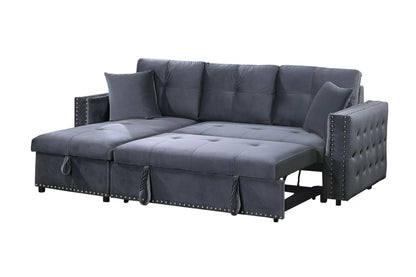 The Larkin Gray Convertible Sectional with Pull-Out Bed – 2 Piece - view 7
