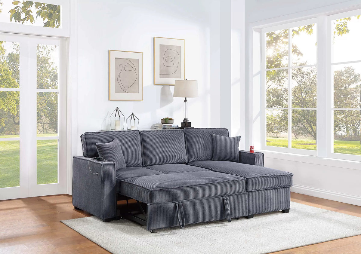 The Nolan Dark Gray Convertible Sectional with Pull-Out Bed – 2 Piece - view 2