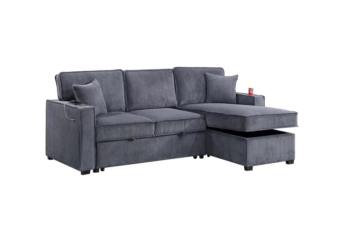 The Nolan Dark Gray Convertible Sectional with Pull-Out Bed – 2 Piece - view 3