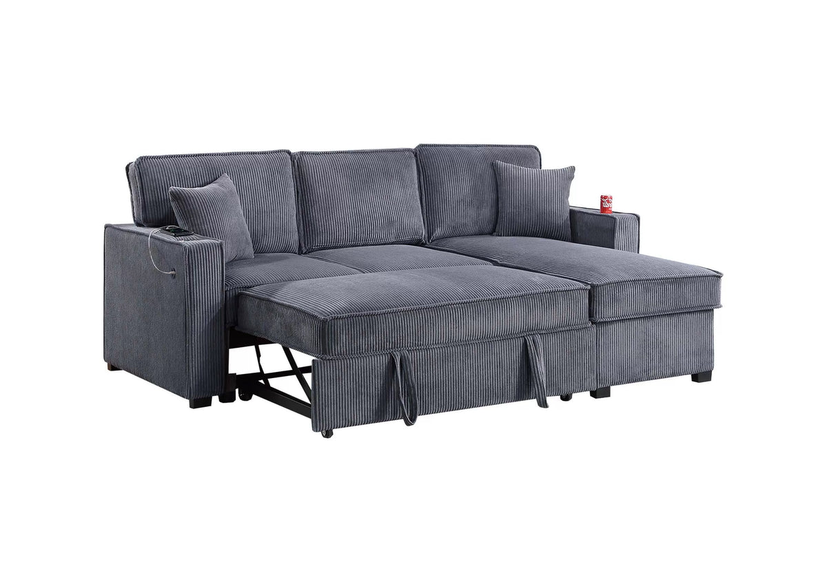 The Nolan Dark Gray Convertible Sectional with Pull-Out Bed – 2 Piece - view 4