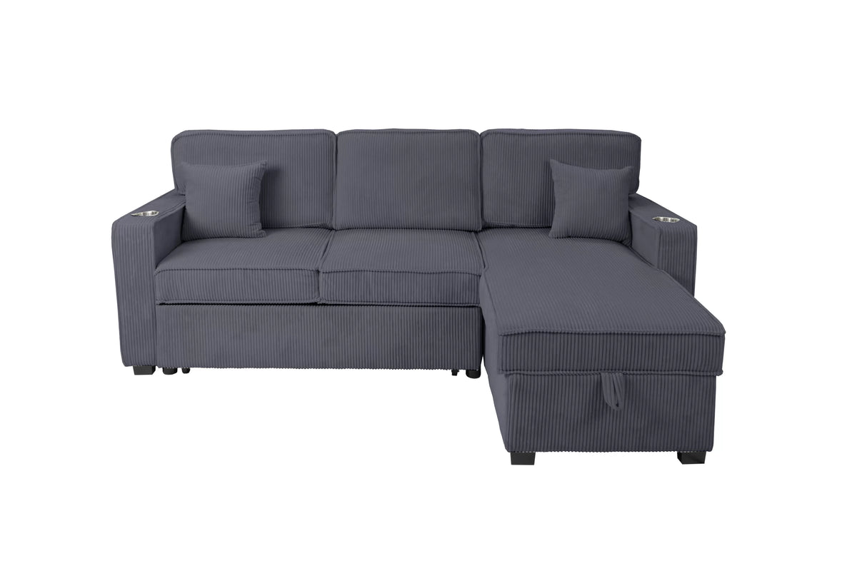 The Nolan Dark Gray Convertible Sectional with Pull-Out Bed – 2 Piece - view 5