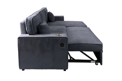The Nolan Dark Gray Convertible Sectional with Pull-Out Bed – 2 Piece - view 6