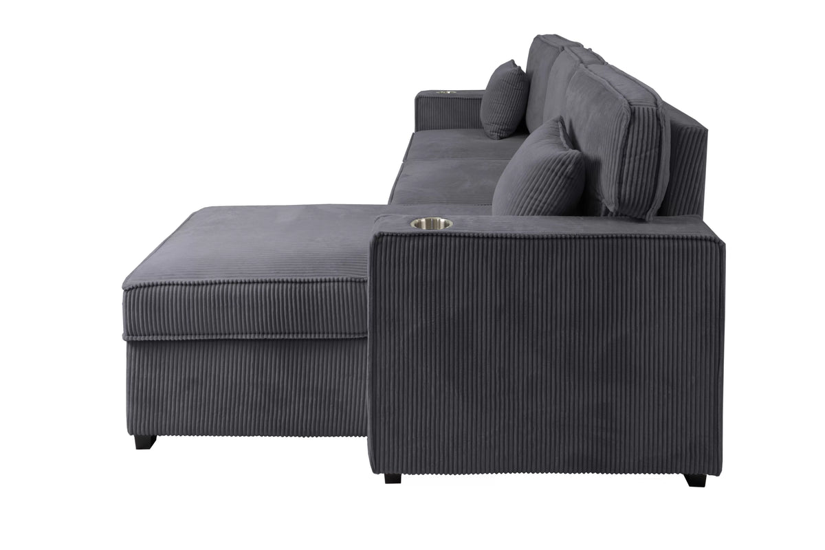 The Nolan Dark Gray Convertible Sectional with Pull-Out Bed – 2 Piece - view 7