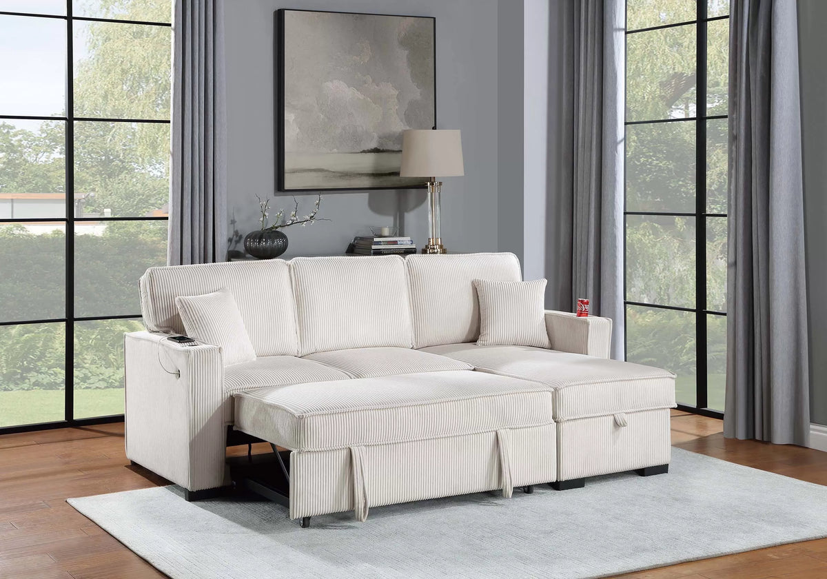 The Nolan Beige Convertible Sectional with Pull-Out Bed – 2 Piece - view 2