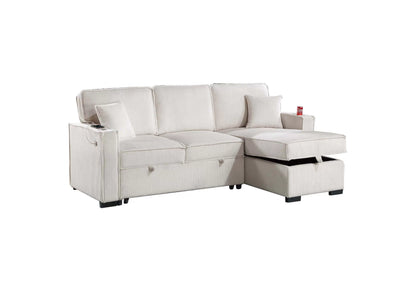 The Nolan Beige Convertible Sectional with Pull-Out Bed – 2 Piece - view 3