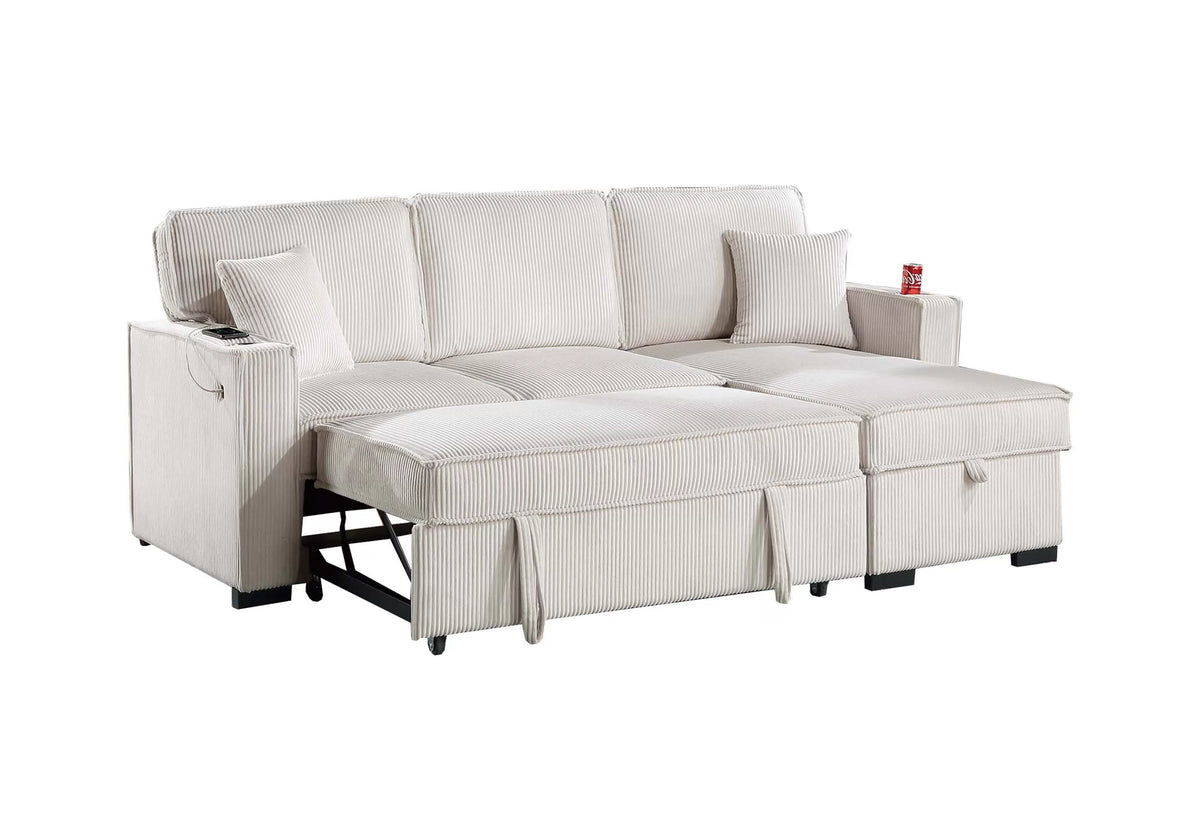 The Nolan Beige Convertible Sectional with Pull-Out Bed – 2 Piece - view 4