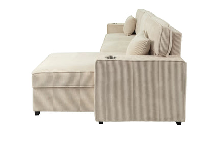 The Nolan Beige Convertible Sectional with Pull-Out Bed – 2 Piece - view 5