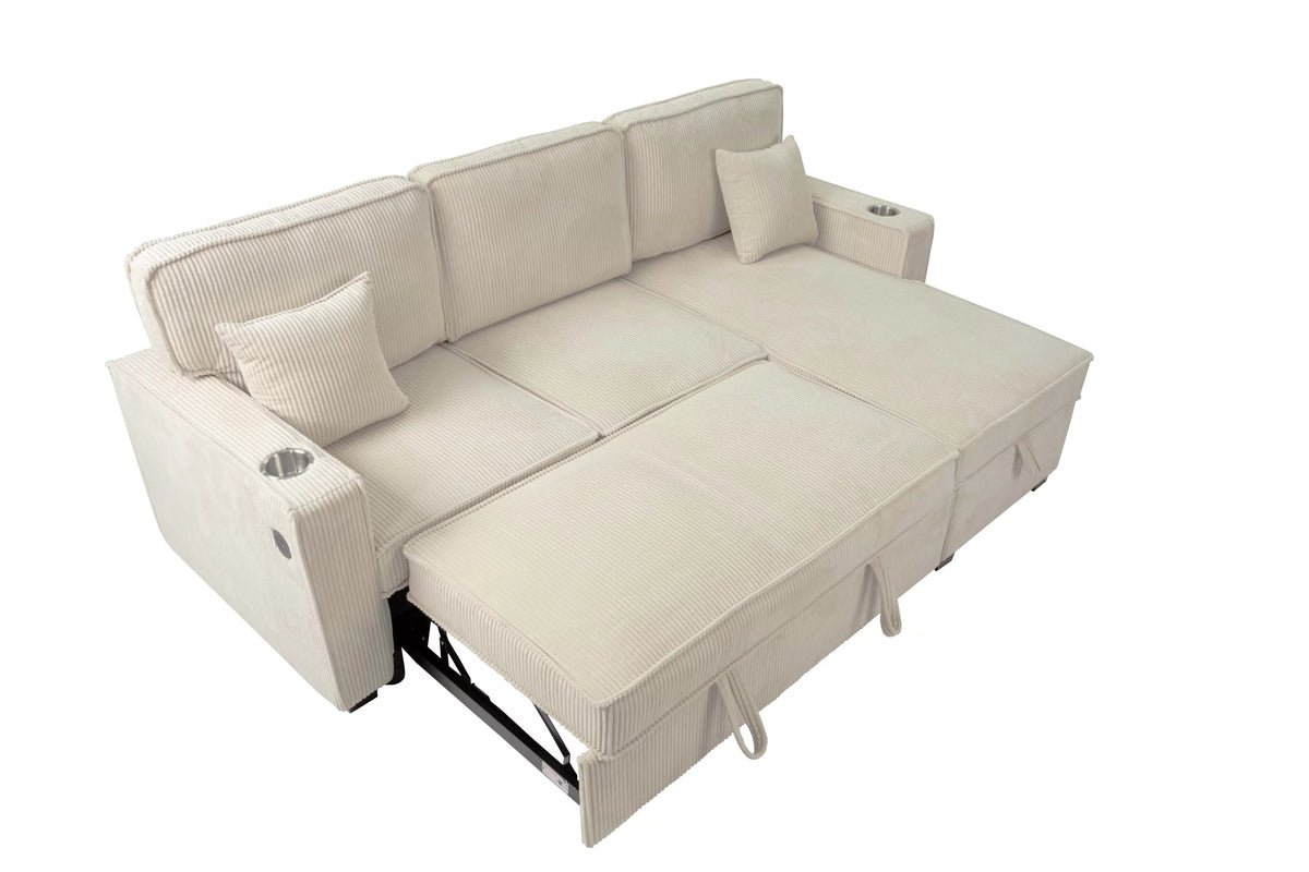 The Nolan Beige Convertible Sectional with Pull-Out Bed – 2 Piece - view 7