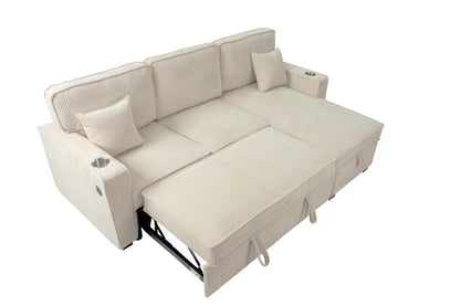 The Nolan Beige Convertible Sectional with Pull-Out Bed – 2 Piece - view 7