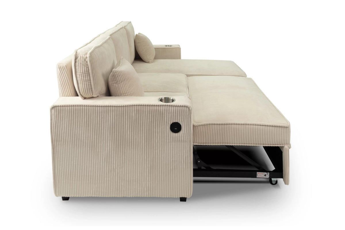 The Nolan Beige Convertible Sectional with Pull-Out Bed – 2 Piece - view 8
