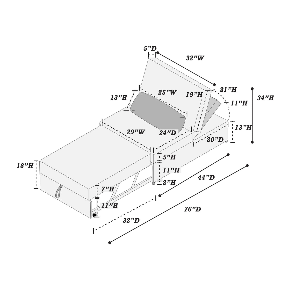 The Corwin Smoke Convertible Sofa - view 13