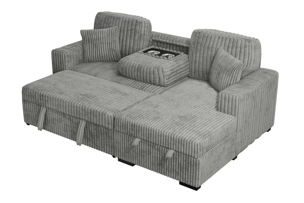 The Osgood Smoke Convertible Sectional with Pull-Out Bed – 2 Piece - view 5