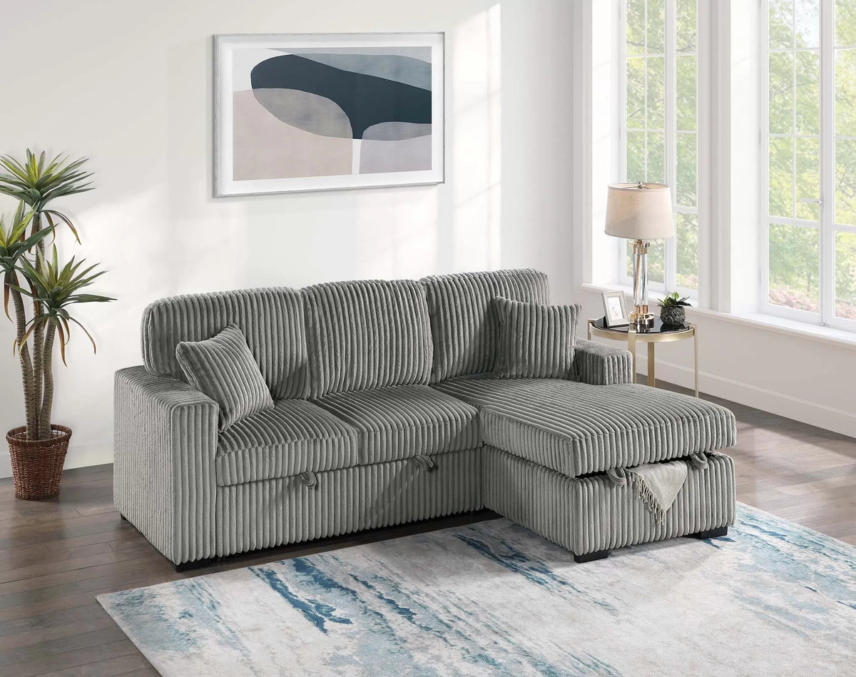 The Osgood Smoke Convertible Sectional with Pull-Out Bed – 2 Piece