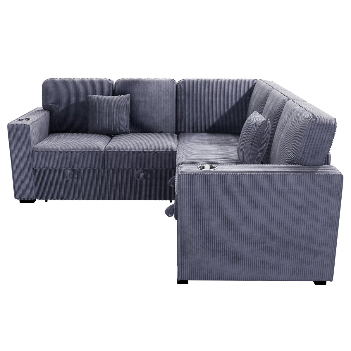 The Quinton Dark Gray Convertible Sectional with Pull-Out Bed – 3-piece - view 4