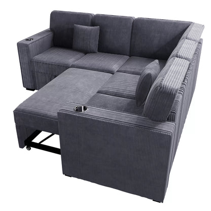 The Quinton Dark Gray Convertible Sectional with Pull-Out Bed – 3-piece - view 5