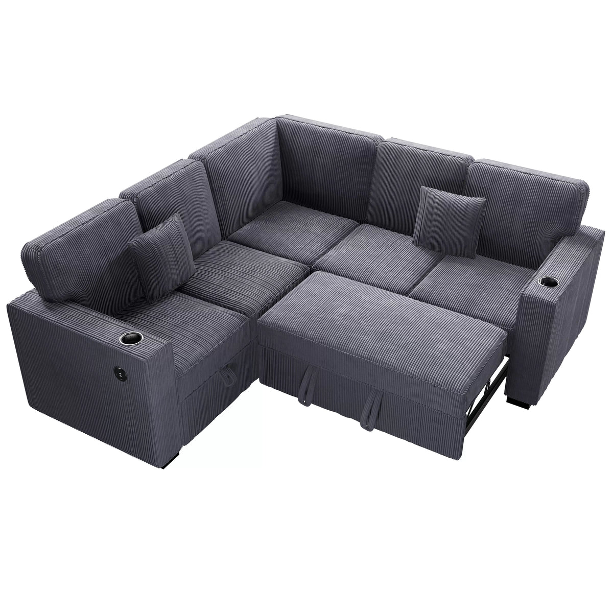 The Quinton Dark Gray Convertible Sectional with Pull-Out Bed – 3-piece - view 6