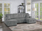3-Piece Convertible Sectional Sofa with Dual Chaise Storage and Sleeper – Smoke Corduroy F8557