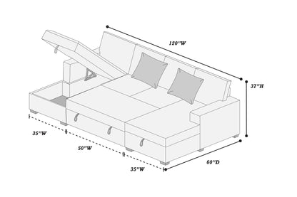 The Sadie Ash Convertible Sectional with Pull-Out Bed – 3-piece - view 8