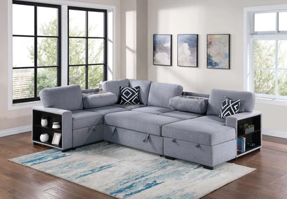 The Veda Gray Convertible Sectional with Pull-Out Bed – 4-piece - view 2
