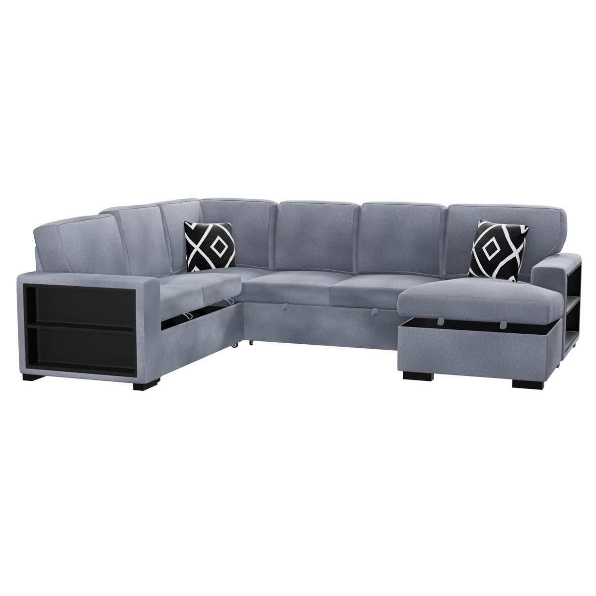 The Veda Gray Convertible Sectional with Pull-Out Bed – 4-piece - view 5