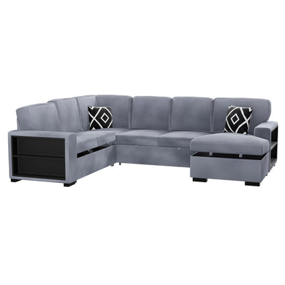 The Veda Gray Convertible Sectional with Pull-Out Bed – 4-piece - view 5