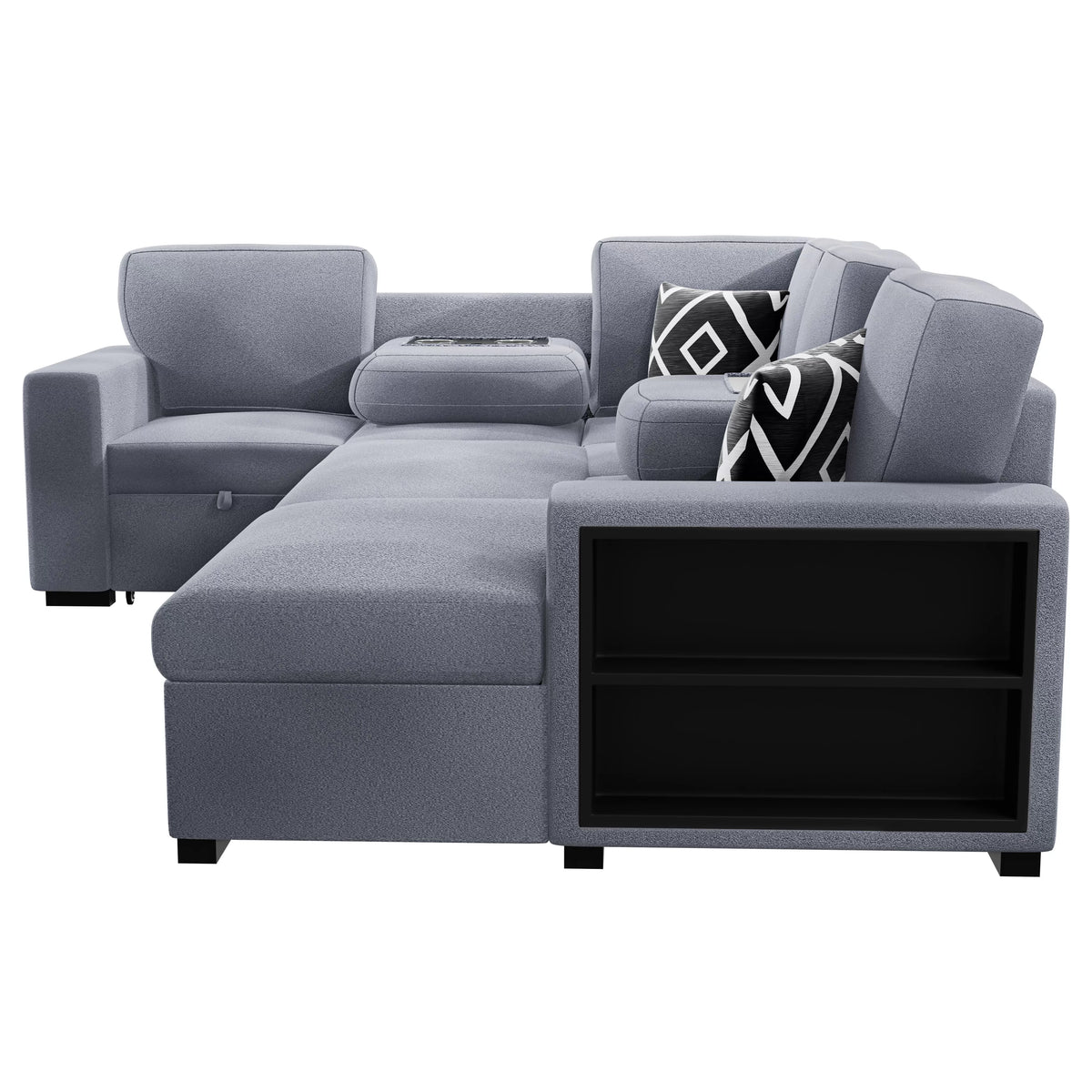 The Veda Gray Convertible Sectional with Pull-Out Bed – 4-piece - view 6