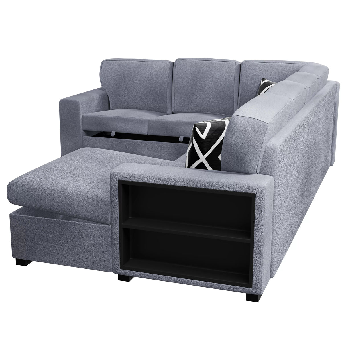 The Veda Gray Convertible Sectional with Pull-Out Bed – 4-piece - view 7