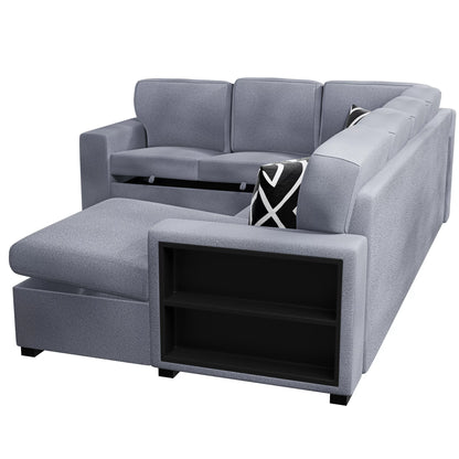 The Veda Gray Convertible Sectional with Pull-Out Bed – 4-piece - view 7