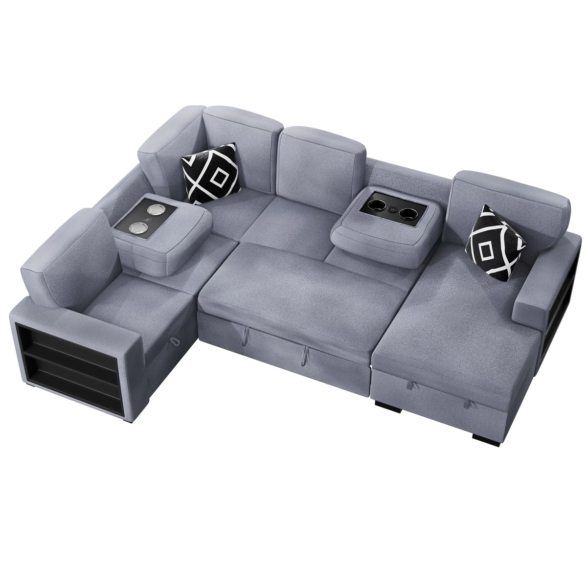 The Veda Gray Convertible Sectional with Pull-Out Bed – 4-piece - view 8