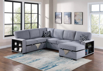 The Veda Gray Convertible Sectional with Pull-Out Bed – 4-piece